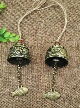 金属风铃车挂 小风铃挂件创意小龙小鱼风铃 麻绳风铃鱼龙旅游风景