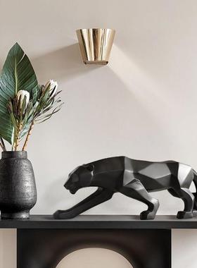 跨境金钱豹子摆件欧式创意酒店样板间售楼处办公室玄关艺术摆设