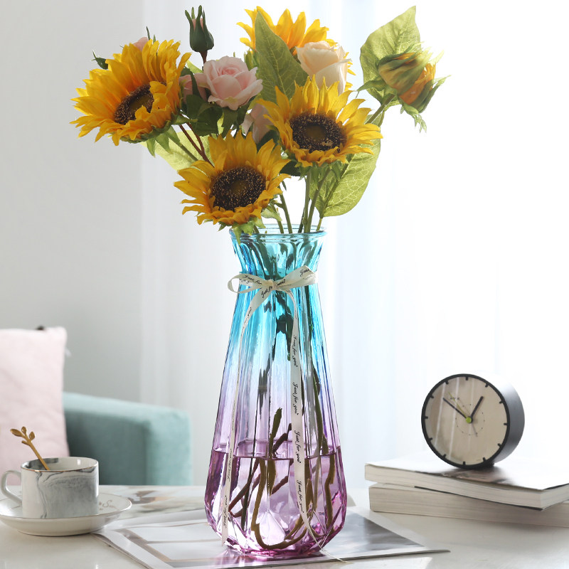 【二件套】特大号玻璃花瓶透明水养富贵竹百合花瓶摆件客厅插花瓶,淘宝优惠券,粉丝福利购,淘宝优惠卷