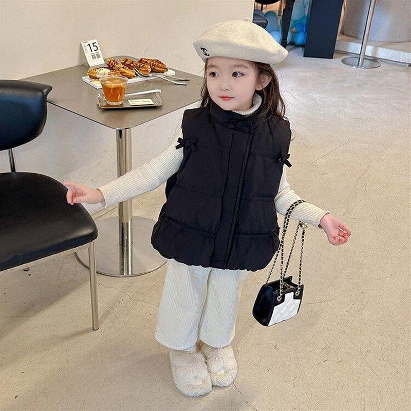 女童秋冬马甲外套女宝宝冬款洋气加厚蝴蝶结儿童冬季2024新款衣服,淘宝优惠券,粉丝福利购,淘宝优惠卷
