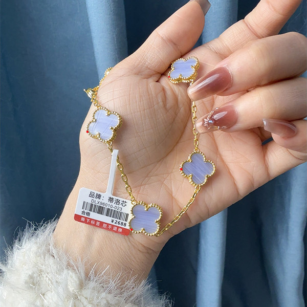 DILOXIN品牌镀18K金手链项链镭射五花项链手链女时尚手饰贝母