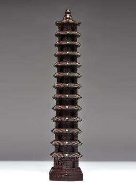黑檀木雕刻13层文昌塔摆件文昌塔十三层家居客厅玄关装饰工艺品