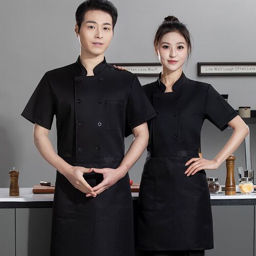餐饮酒店厨师工作服男短袖后厨食堂大码饭店厨房厨师服透气网定制 - 图1