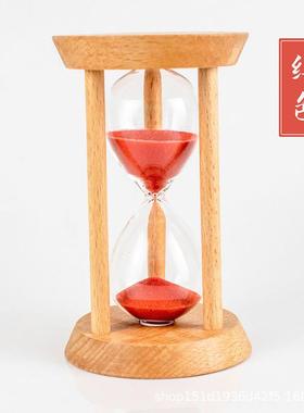 原木时间沙漏计时器5/1015/20/30分钟半小时计时流沙漏斗摆件