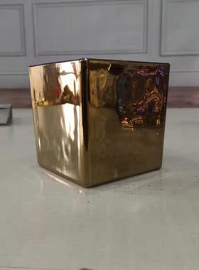 黑色白色电镀银色四方方形水培玻璃鱼缸厚款花瓶花店婚庆家居