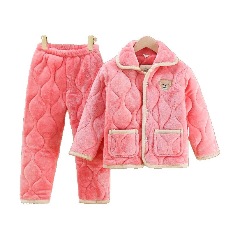 冬季儿童睡衣法兰绒三层加厚保暖男童女童中大童女宝宝夹棉家居服,淘宝优惠券,粉丝福利购,淘宝优惠卷