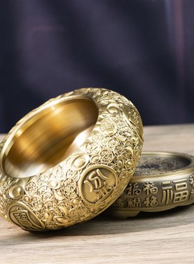 小铜记全铜十二生肖聚宝盆黄铜米缸摆件纯铜浮雕家居饰品送礼佳品