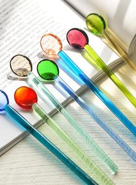 厂家直销调酒棒爱心多彩玻璃搅拌棒可爱创意长柄果汁咖啡用加长勺