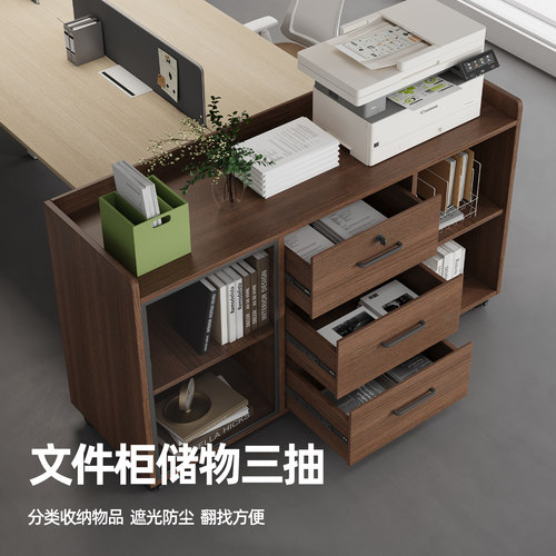 办公室打印机柜茶水柜矮柜文件柜办公柜边柜侧柜玻璃门移动柜落地 - 图2