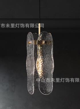 后现代轻奢水波纹客厅餐厅主卧设计师书房家用玻璃吊灯具2024新款