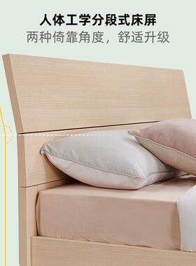 家居实木脚单人板式床双人床架1.5m现代简约主卧室家具106302