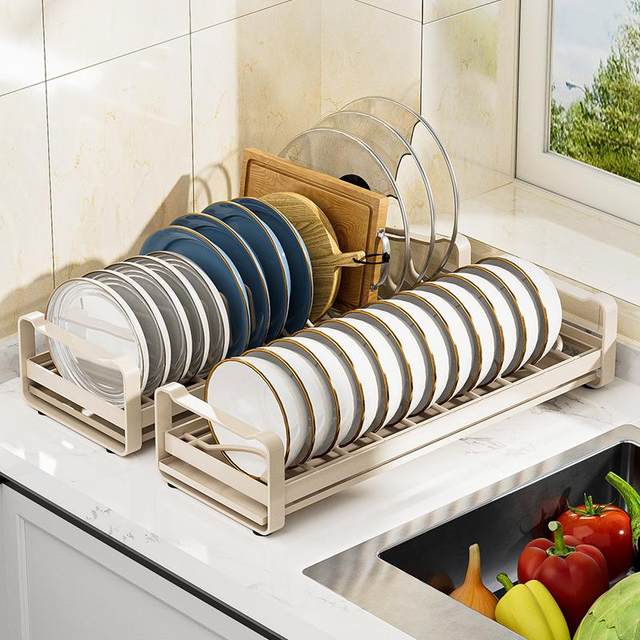 Stainless steel dish storage rack kitchen storage rack drawer built-in platter drain bowl rack cabinet partition pull basket