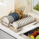 Stainless steel dish storage rack kitchen storage rack drawer built-in platter drain bowl rack cabinet partition pull basket