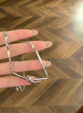 简约个性冷淡风打结抽拉蛇骨链项链时髦独特小众锁骨链百搭配饰女