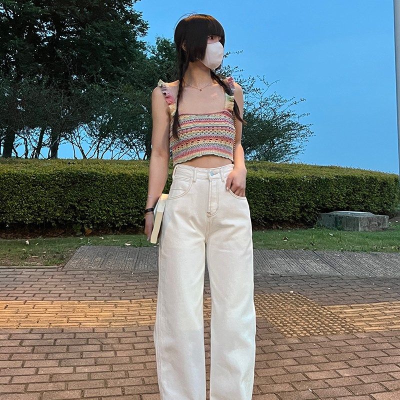 175高个子穿搭加长直筒牛仔裤女阔腿裤浅蓝水洗拖地裤2023春秋,淘宝优惠券,粉丝福利购,淘宝优惠卷