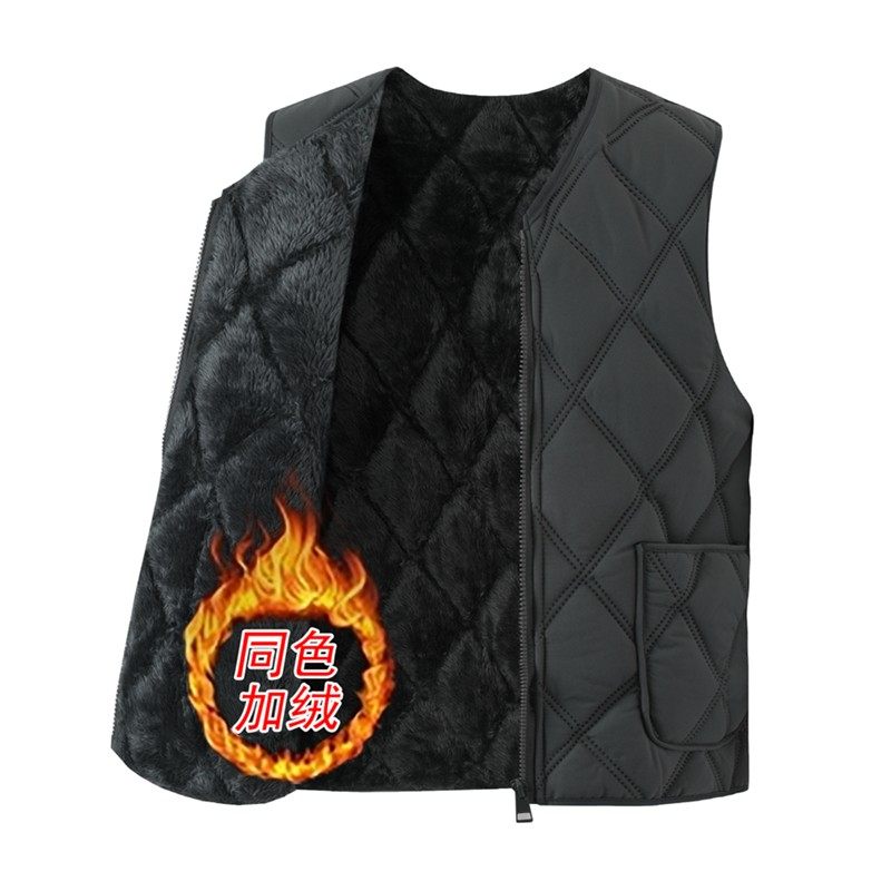 中老年男士加厚棉背心 多口袋保暖马甲 V领秋冬加绒马甲,淘宝优惠券,粉丝福利购,淘宝优惠卷