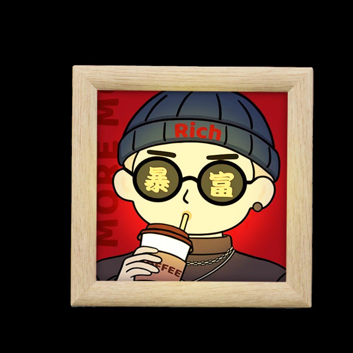 灯光画定制发光相框正方形照片小摆件装饰画小夜灯diy照片创意