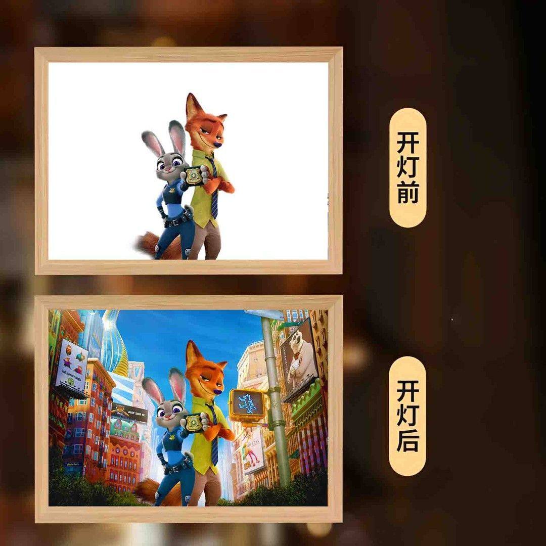 朱迪和尼克卡通狐狸兔子灯光画创意装饰台灯卧室床头灯温馨氛围灯,淘宝优惠券,粉丝福利购,淘宝优惠卷