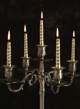 青铜复古烛台金属三头五头烛台酒店婚庆烛台西餐烛光晚餐装饰摆件