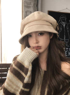 【猫仔kitten】复古帽子百搭大头围显脸小盆帽秋冬云朵帽包头帽女