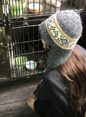 【猫仔kitte】小众毛线帽秋冬保暖护耳帽麻花辫帽子针织帽套头帽