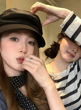 【猫仔kitten】芭蕾舞会夏季褶皱高级感贝雷帽女八角画家帽显脸小