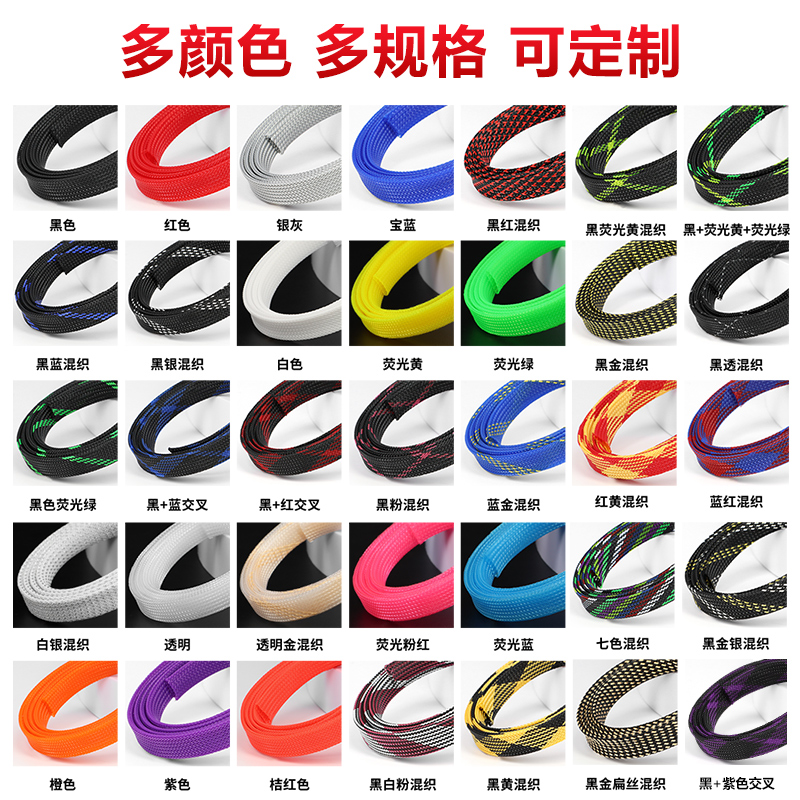 加密尼龙编织网管阻燃PET伸缩网套管电线护线管避震蛇皮网软套管 - 图3