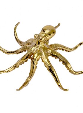 现代简约创意金色抽象章鱼几何摆件北欧儿童房书柜客厅动物装饰品