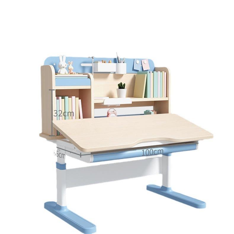 Children's study table solid wood liftable desk student back straight home class writing table chair table set