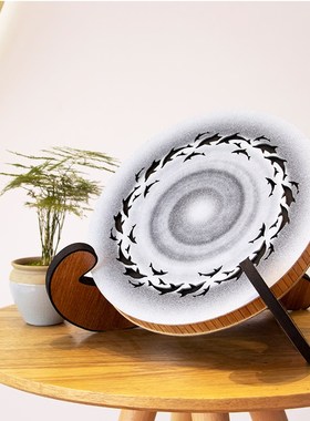 精品梵木果 溪水鼓支架桌面摆件木架子竹质木质台式音疗客厅支架