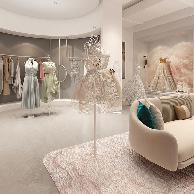 店铺铁艺模特架拍照女全身人体服装模型婚纱展示架镂空半身挂衣架 - 图1