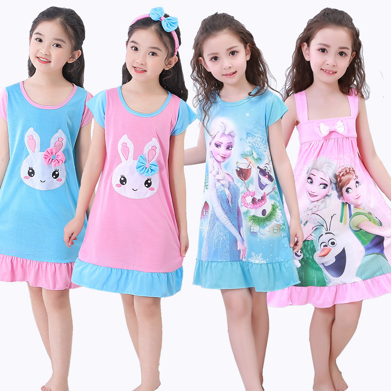 女孩睡衣儿童睡裙纯棉家居服卡通公主吊带短袖薄款中大童背心夏季,淘宝优惠券,粉丝福利购,淘宝优惠卷