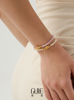 瑰意叠戴紫锂辉白水晶小手串女2025夏季新款清新情绪稳定彩串手饰