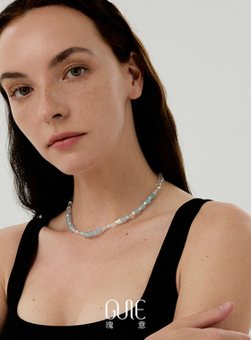 瑰意海蓝宝白水晶项链女高级设计感2025新款小众情绪稳定锁骨链