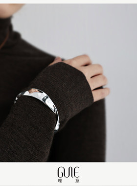 瑰意波浪形925银开口手镯2025新款时尚爆款女小众设计高级感手饰