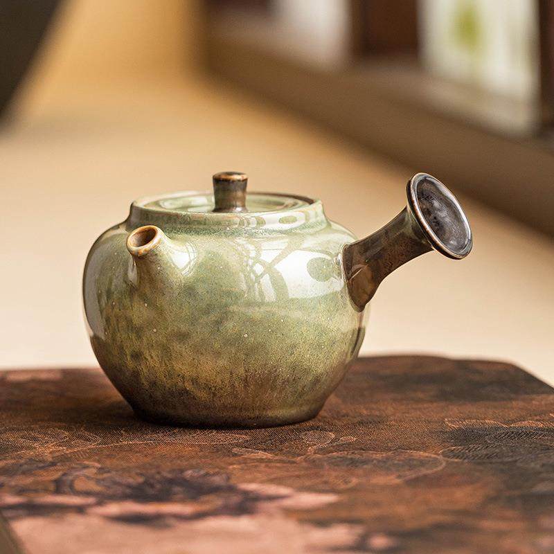 窑变侧把壶碧绿星空侧耳倾听壶手作复古茶壶防烫小号过滤泡茶单壶,淘宝优惠券,粉丝福利购,淘宝优惠卷