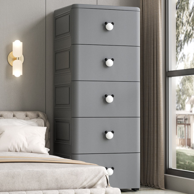 Thickened drawer storage cabinet household living room cabinet bedroom simple bedside table multi-layered slit storage cabinet