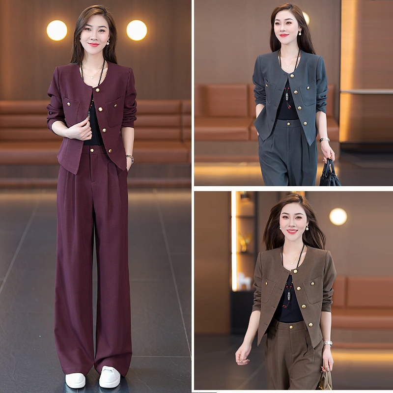 小香风时尚套装女2025春秋新款洋气减龄外套高腰阔腿裤显瘦两件套,淘宝优惠券,粉丝福利购,淘宝优惠卷