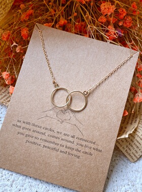 2022新款创意简约时尚气质女士饰品 复古kc卡纸情侣闺蜜项链