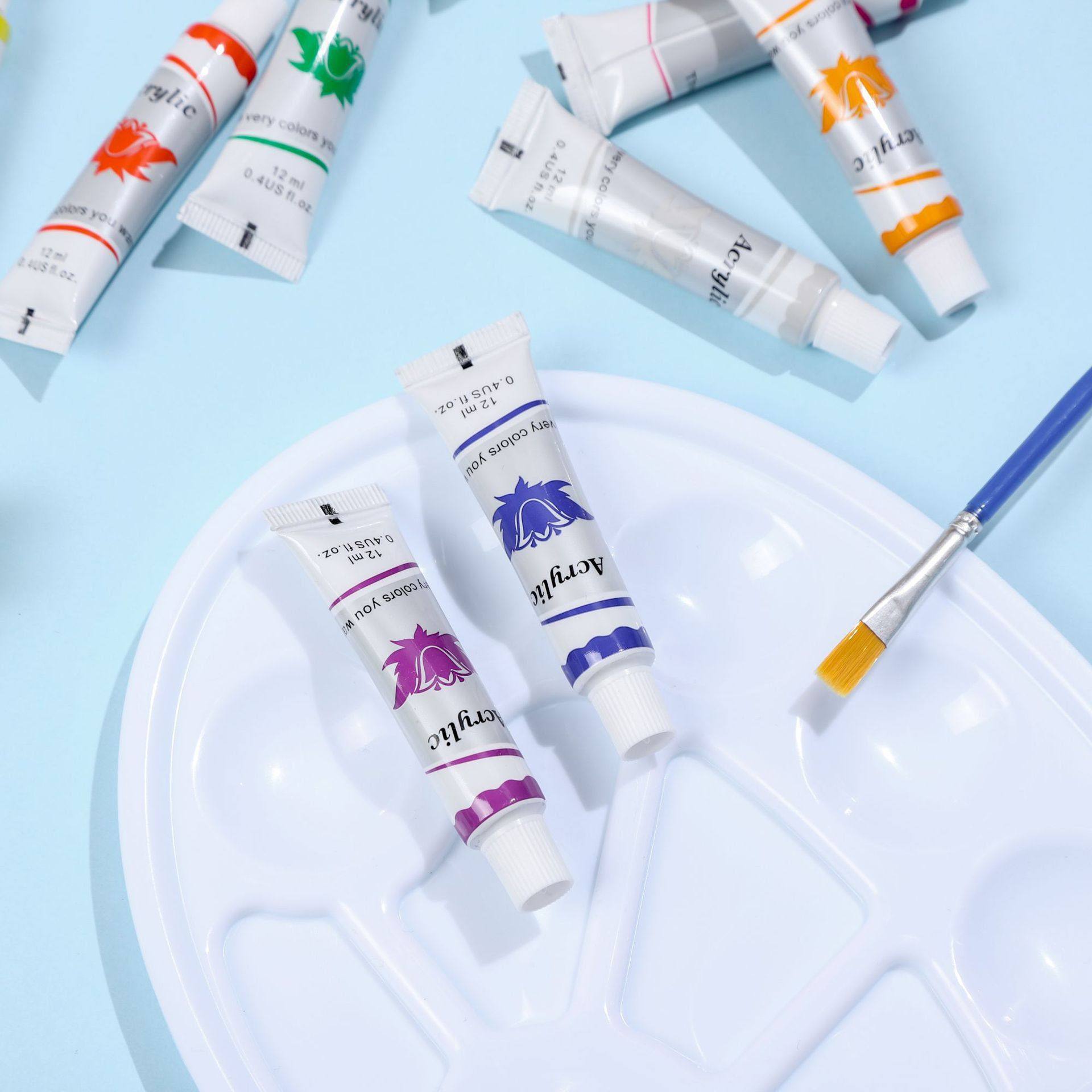 12色12ml铝管顏料学生美术专用大盒便携绘画油画丙烯水粉水彩颜料,淘宝优惠券,粉丝福利购,淘宝优惠卷