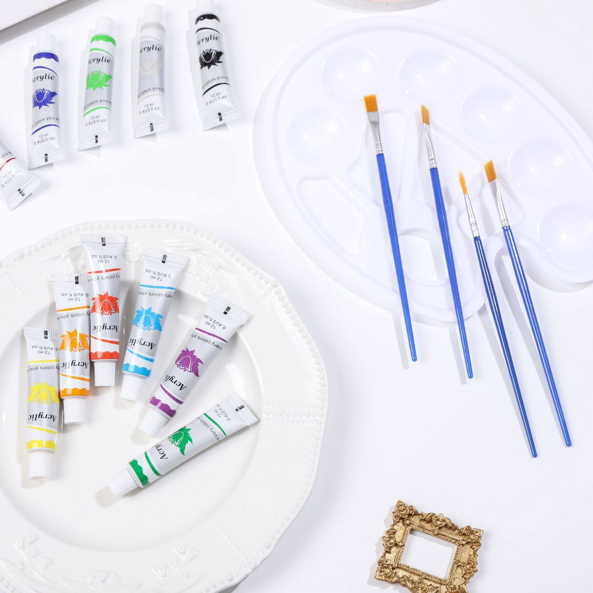 12色12ml铝管顏料学生美术专用大盒便携绘画油画丙烯水粉水彩颜料,淘宝优惠券,粉丝福利购,淘宝优惠卷