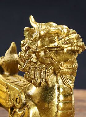 纯黄铜貔貅一对摆件客厅办公室家居装饰品招财纳福铜器工艺品