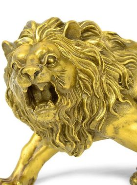 纯铜狮子摆件雄狮客厅电视柜酒柜家居装饰品金属创意工艺品热销