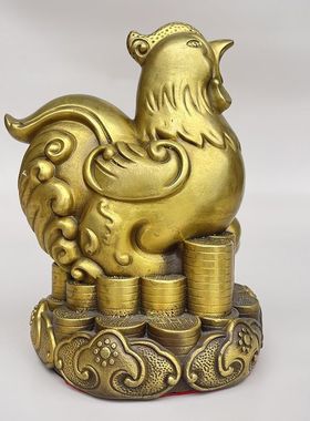 室内纯铜鸡摆件黄铜鸡摆件家居客厅书房办公室装饰品工艺品礼品