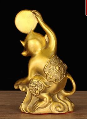 铜猴子摆件十二生肖猴摆设黄铜猴办公室装饰品家居工艺品礼品纯