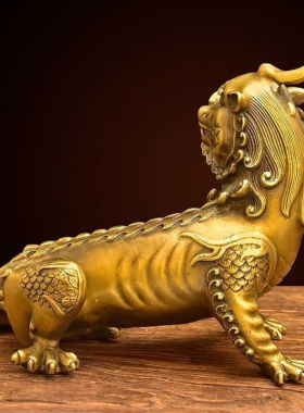 纯铜谛听摆件地藏王坐骑独角神兽客厅办公室装饰铜貔貅地听
