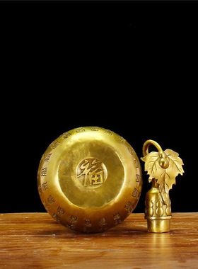 室内黄铜开盖口铜葫芦摆件空心开盖精工百福葫芦开业礼品