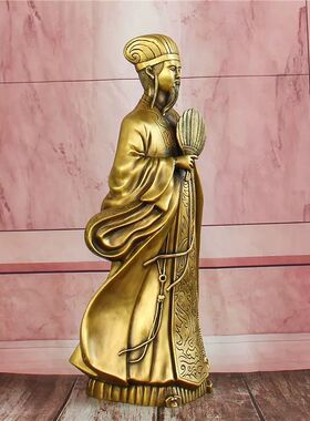 纯铜诸葛亮铜像摆件家居书房学生书桌办公室三国人物新中式工艺品