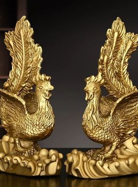 室内铜凤摆件铜汉凤吉祥物摆件家居装饰工艺品