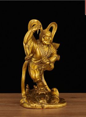 纯铜魁星踢斗摆件黄铜独站鳌头魁星踢斗家居办公室桌面书房装饰品